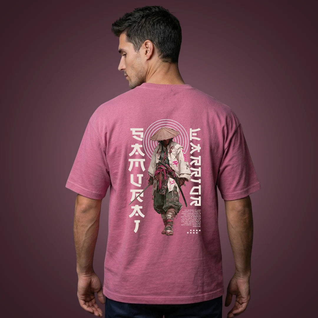 "Samurai Warrior" Graphic Oversized T-Shirt – Onion Pink