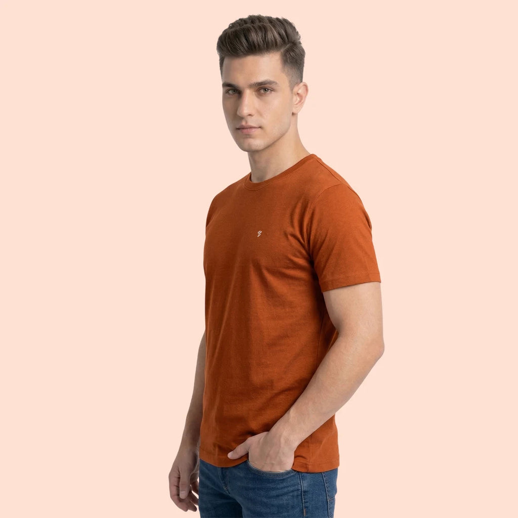 Men's Regular Fit Crew Neck T-Shirt, 100% Pure Cotton, 180 GSM, Breathable Everyday Wear