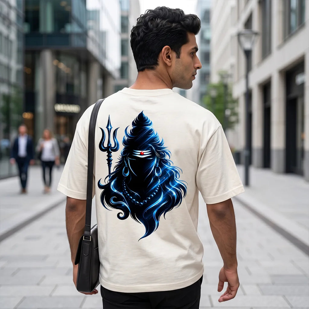 Premium Neelkanth Mahadev Oversized Pure Cotton T-Shirt | 240 GSM Heavyweight Spiritual Streetwear Graphic Tee