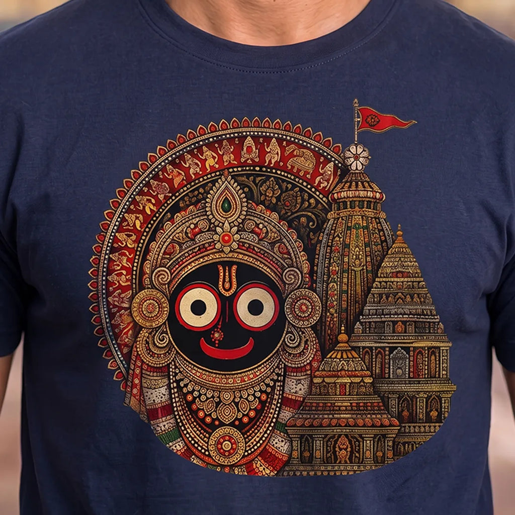 Men's Jagannath Puri Printed Round Neck Regular Fit T-Shirt (180 GSM)