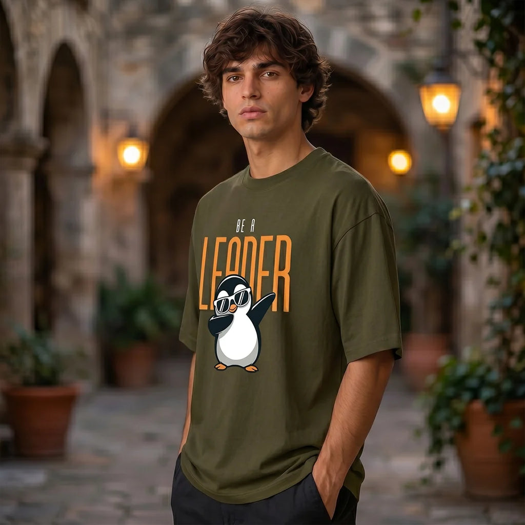 Excello Premium Oversized Graphic T-Shirt | 240 GSM Pure Cotton | Be A Leader