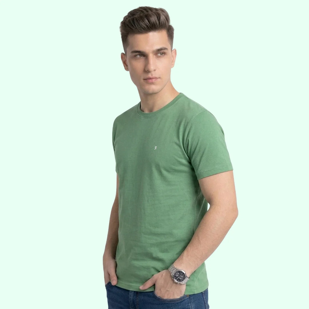 Men's Regular Fit Crew Neck T-Shirt, 100% Pure Cotton, 180 GSM, Breathable Everyday Wear