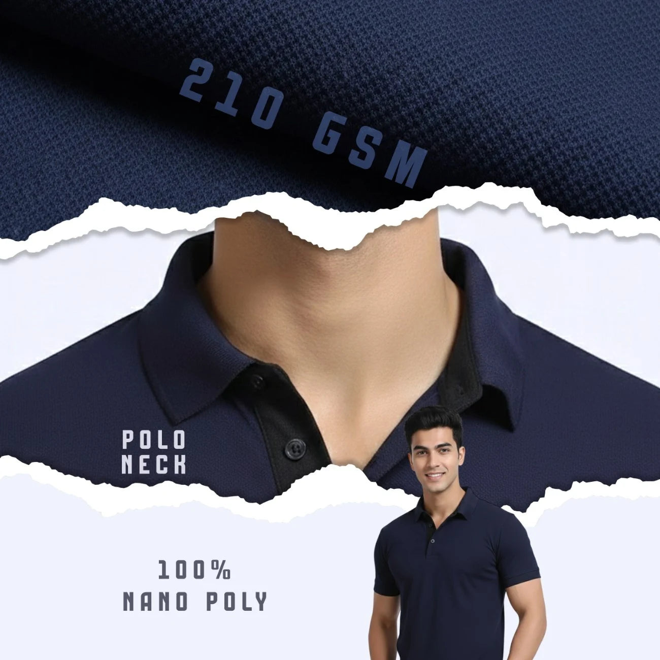 Aeropiq Men’s Premium Polo T-Shirt | 100% Nano Poly with Soft Cotton Feel | 210 GSM Breathable Regular Fit