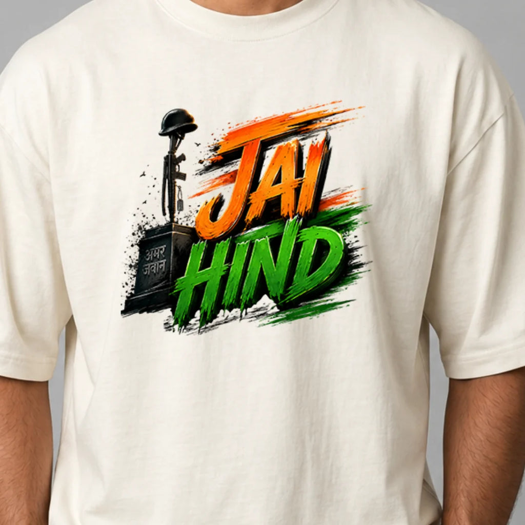 Indian Patriot Jai Hind Graphic Oversized T-Shirt - Heavyweight 240 GSM