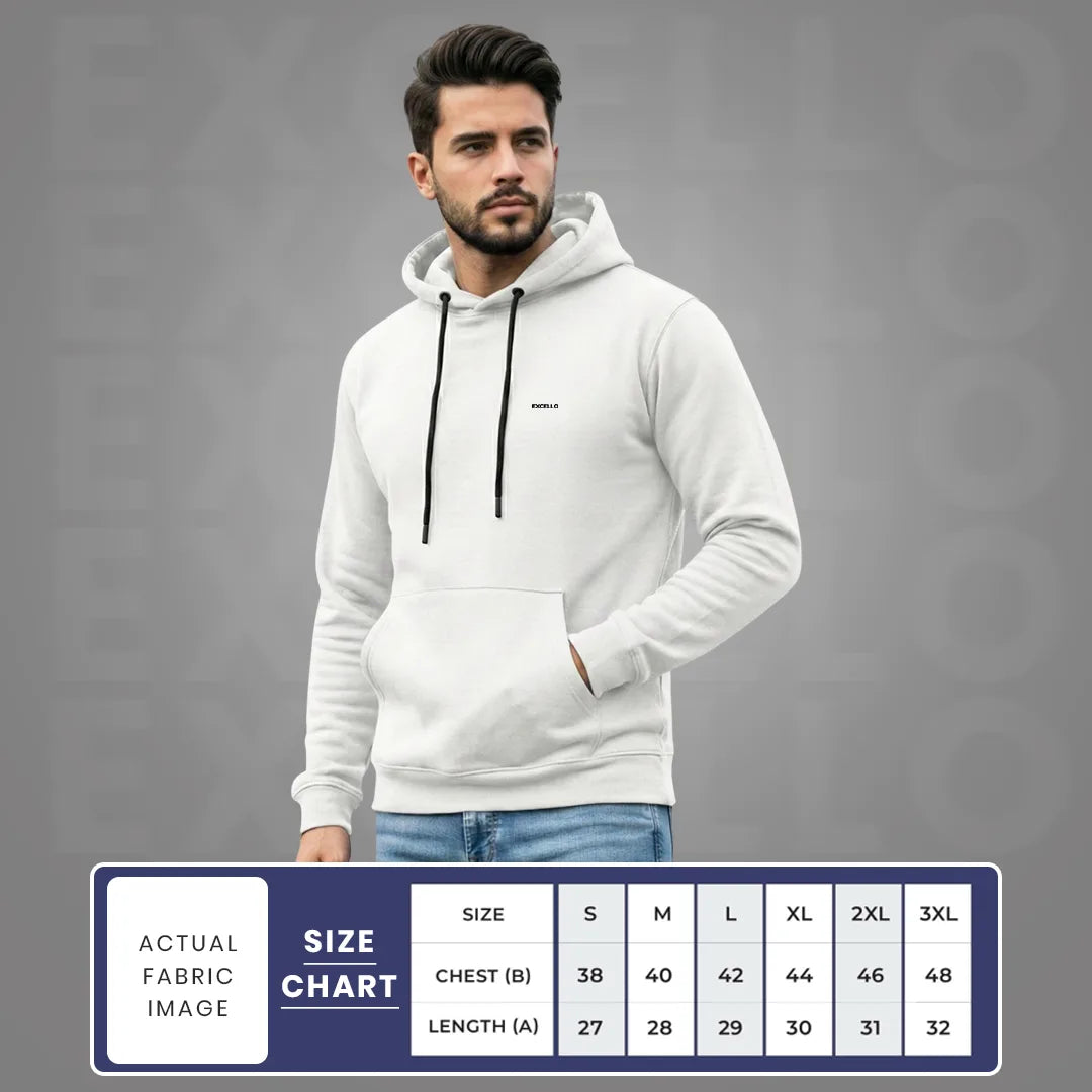 Excello Men’s Premium  Hoodie | Heavyweight Cotton | Bio-Washed Winter Pullover Hoodies
