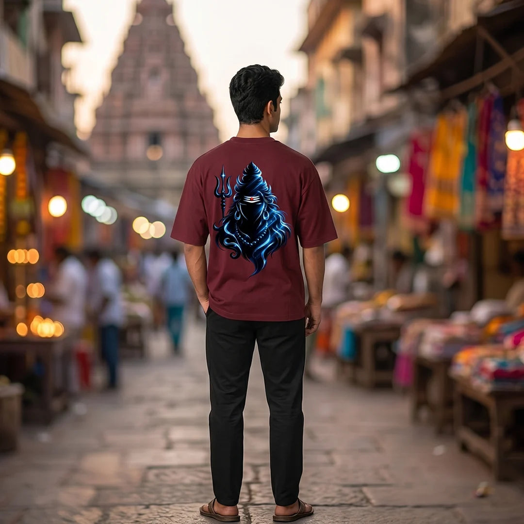 Premium Neelkanth Mahadev Oversized Pure Cotton T-Shirt | 240 GSM Heavyweight Spiritual Streetwear Graphic Tee