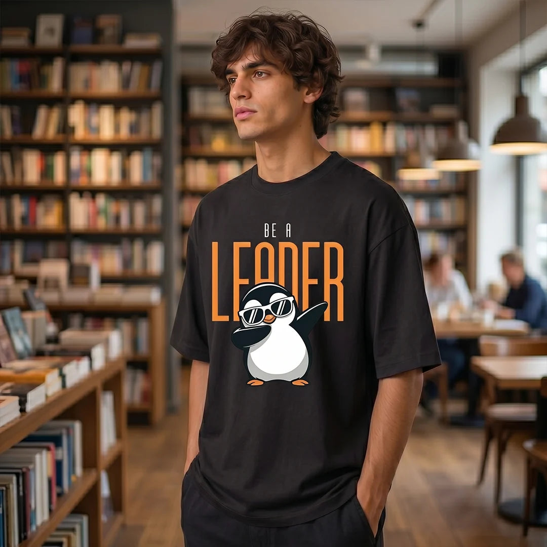 Excello Premium Oversized Graphic T-Shirt | 240 GSM Pure Cotton | Be A Leader