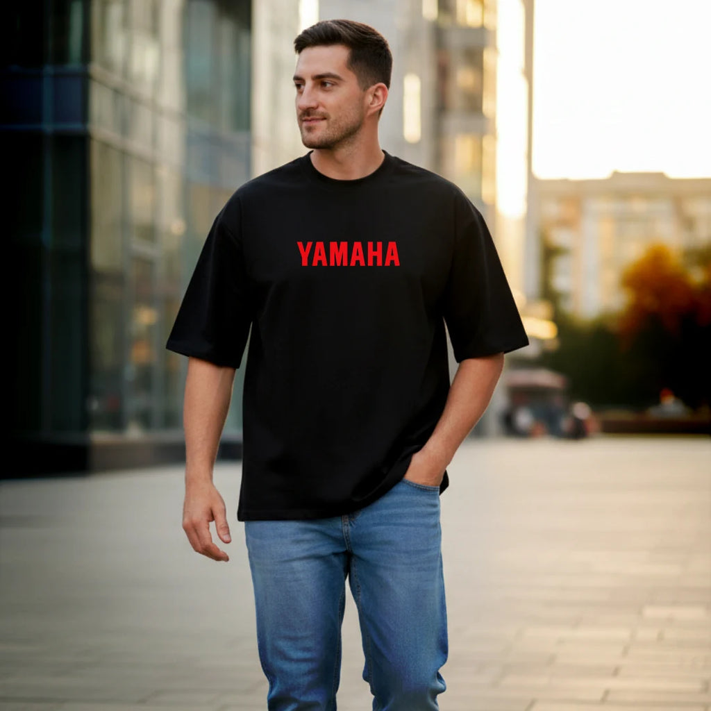Yamaha YZF R6 Oversized Black T-Shirt for Men - Premium 240 GSM Rich Cotton Biker Graphic Tee