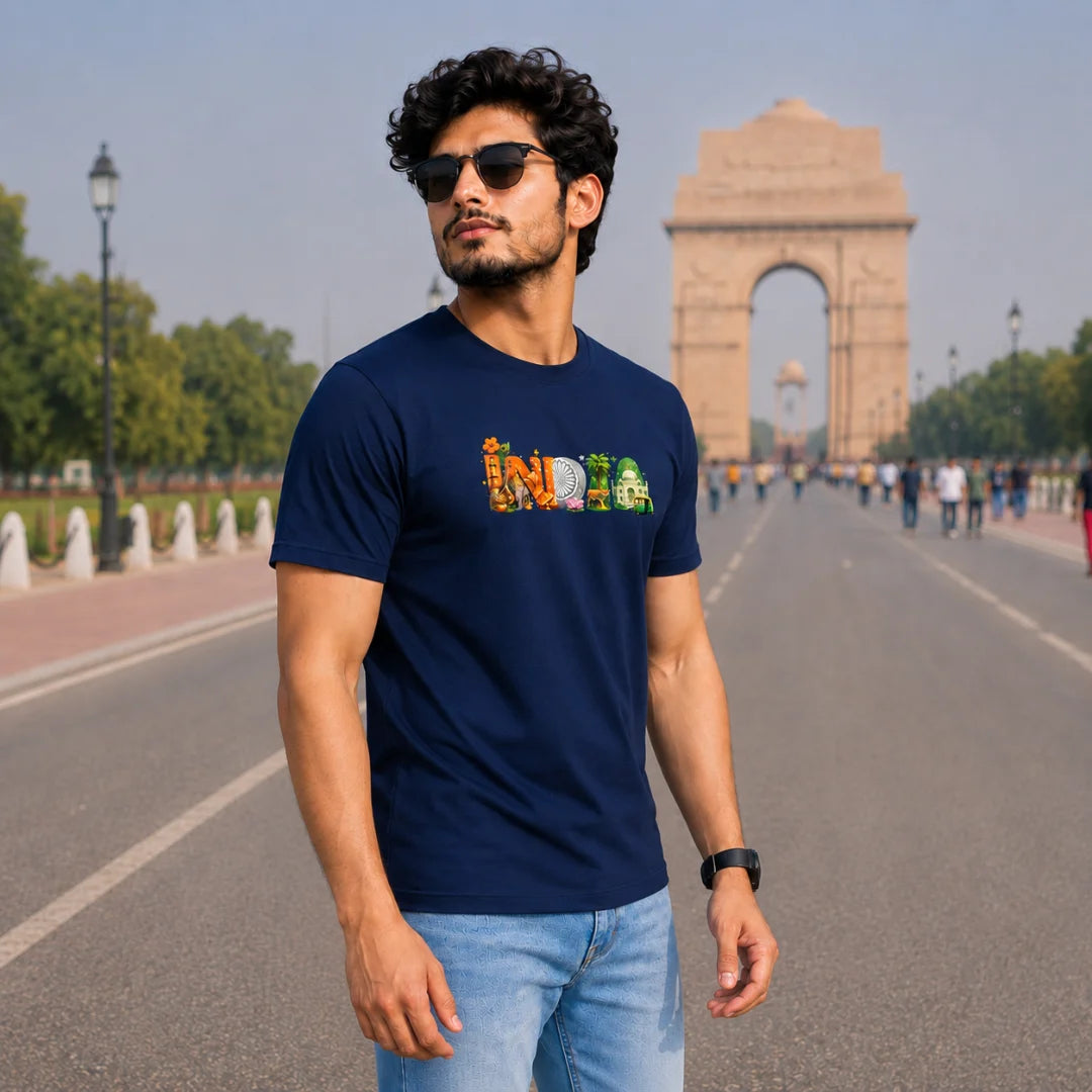 Premium India Heritage Graphic T-Shirt | Independence Edition 180 GSM Pure Cotton Regular Fit Tee