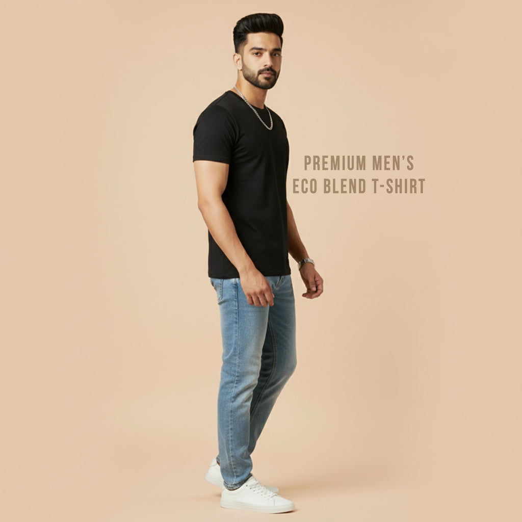 Premium Men’s Eco-Blend T-Shirt | Classic Regular Fit & Sustainable 180 GSM Fabric