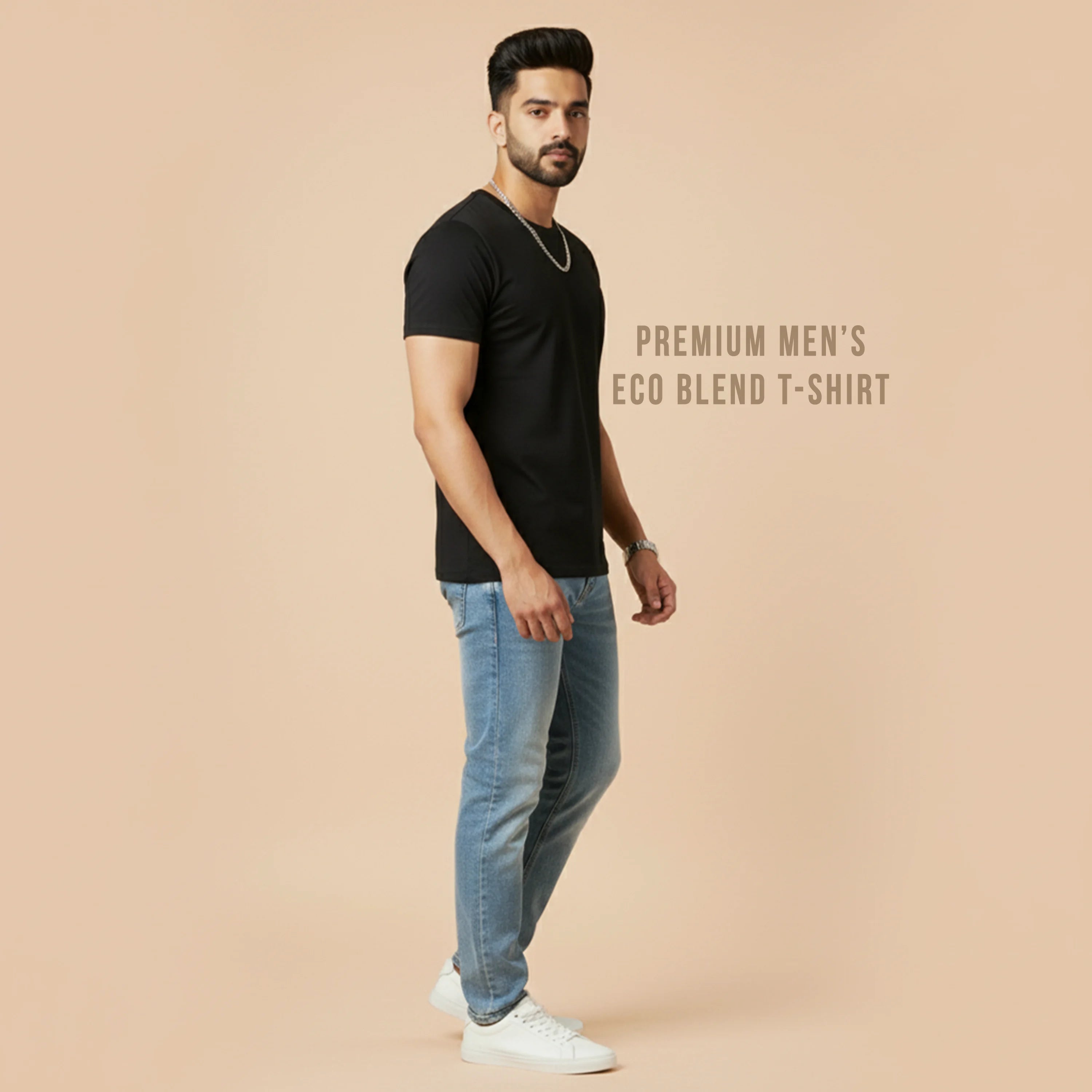 Premium Men’s Eco-Blend T-Shirt | Classic Regular Fit & Sustainable 180 GSM Fabric