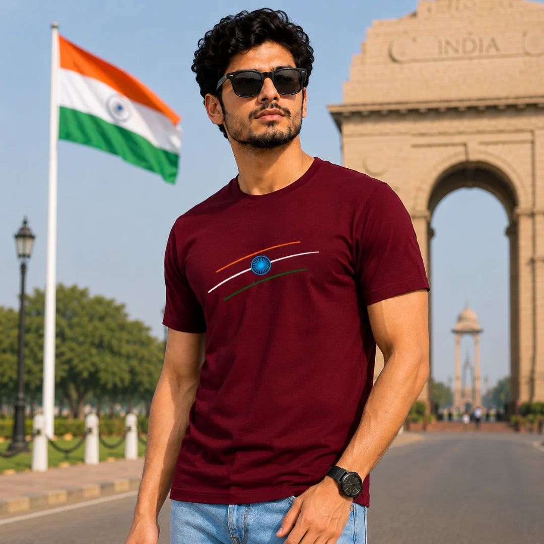 Premium Patriotic Theme Pure Cotton T-Shirt | 180 GSM, Bio-Washed Regular Fit Graphic Tee