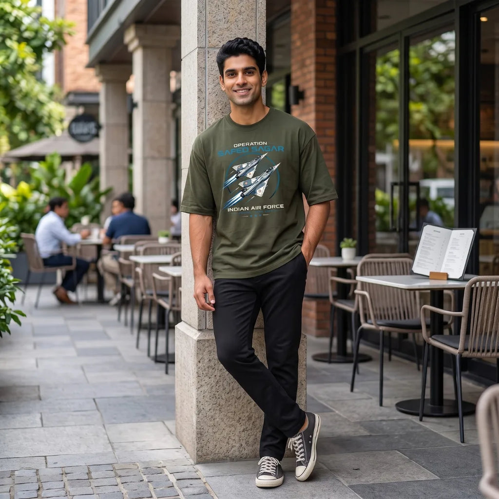 Indian Air Force Operation Safed Sagar Oversized T-Shirt - 240 GSM