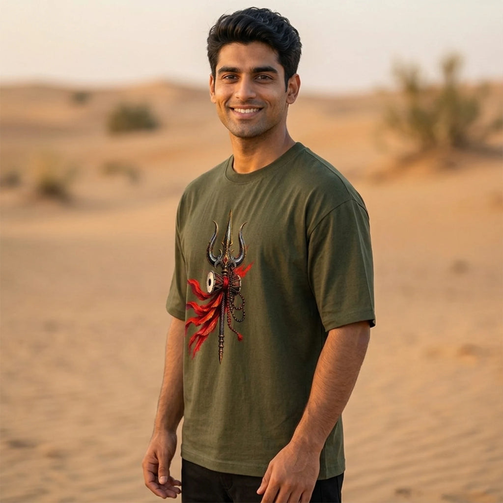 Mahakal Lord Shiva Printed Oversized T-Shirt for Men | Premium 240 GSM Heavyweight Cotton Graphic Streetwear Tee