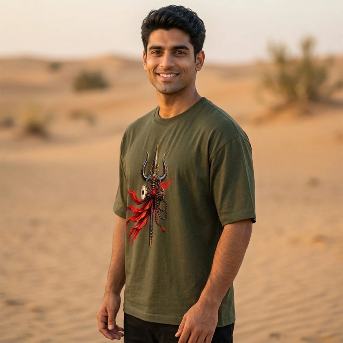 Mahakal Lord Shiva Printed Oversized T-Shirt for Men | Premium 240 GSM Heavyweight Cotton Graphic Streetwear Tee