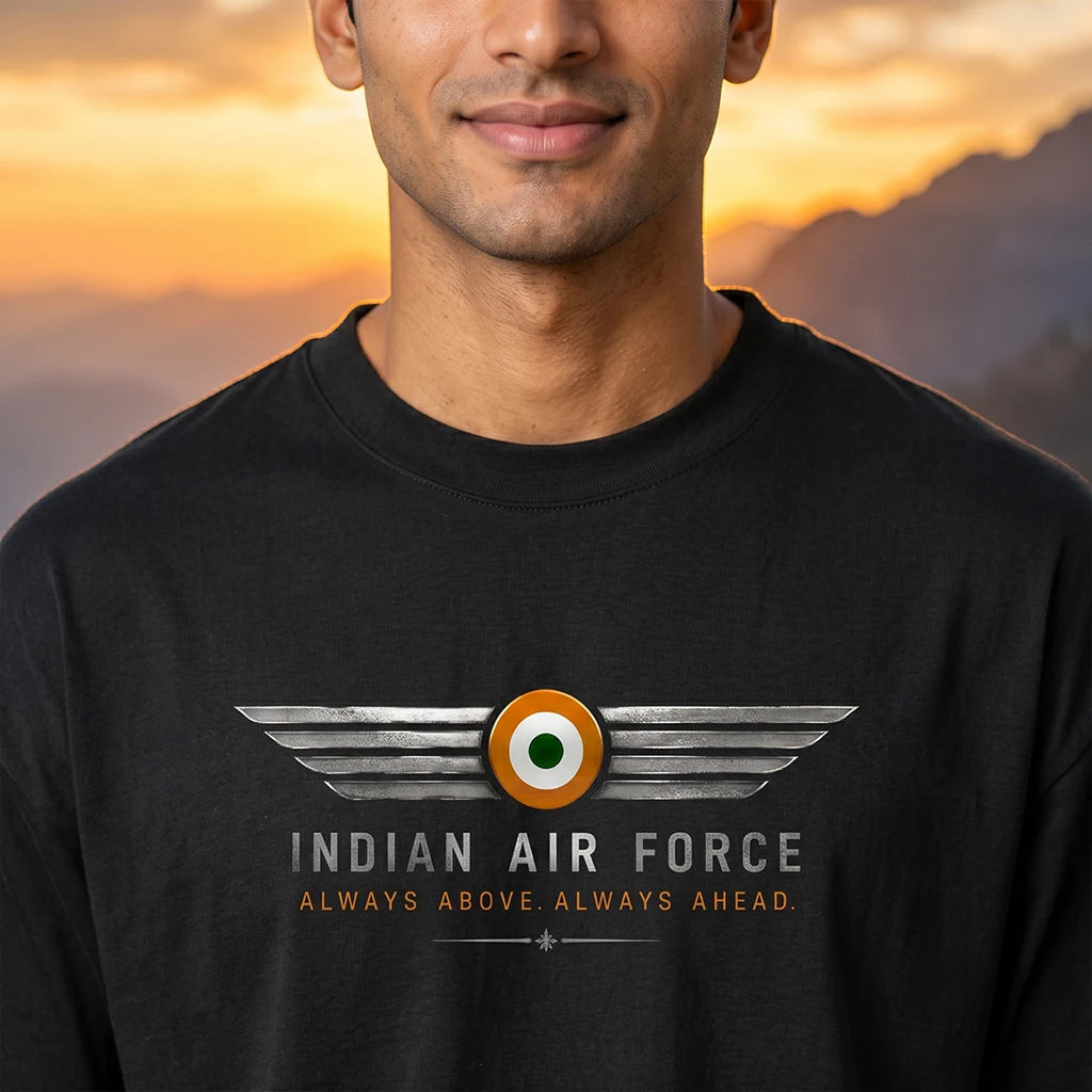 Men's India Air Force Eagle Graphic T-Shirt - 240 GSM Oversized