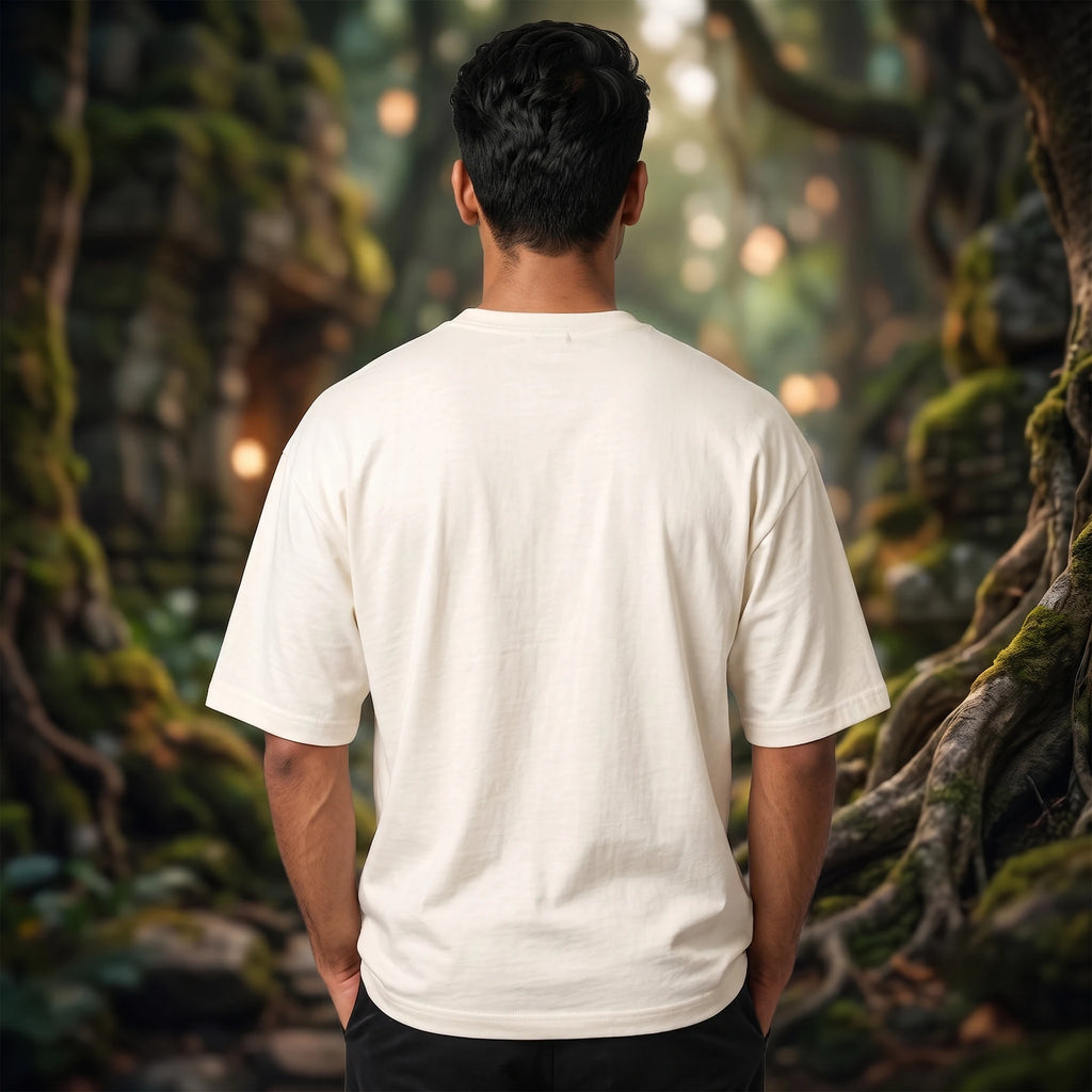 Lord Shiva Trishul Graphic Printed Oversized T-Shirt | Premium 240 GSM Pure Cotton Breathable Devotional Tee