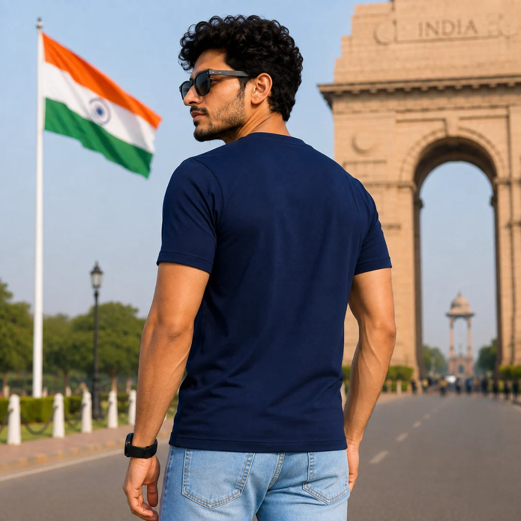 Premium Patriotic Theme Pure Cotton T-Shirt | 180 GSM, Bio-Washed Regular Fit Graphic Tee