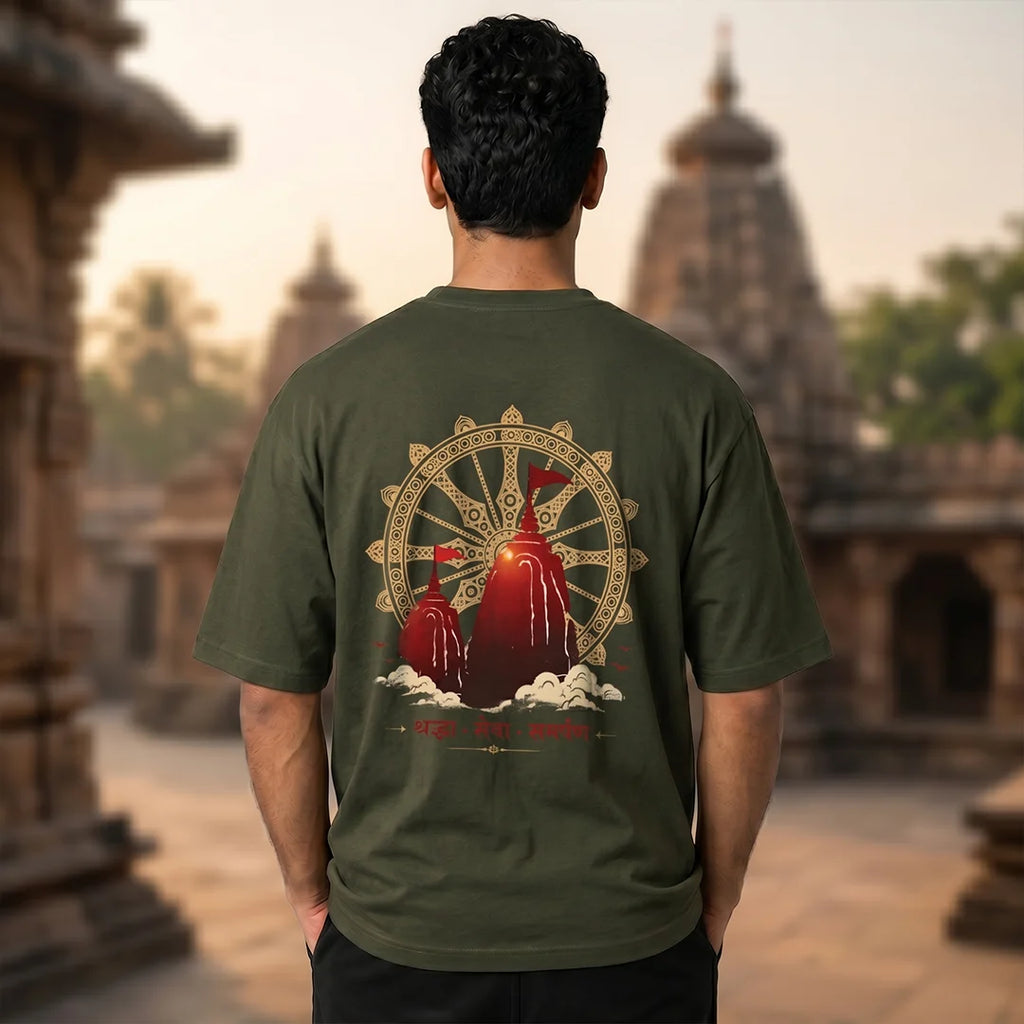 Excello Premium "Shraddha Seva Samarpan" Oversized Graphic T-Shirt