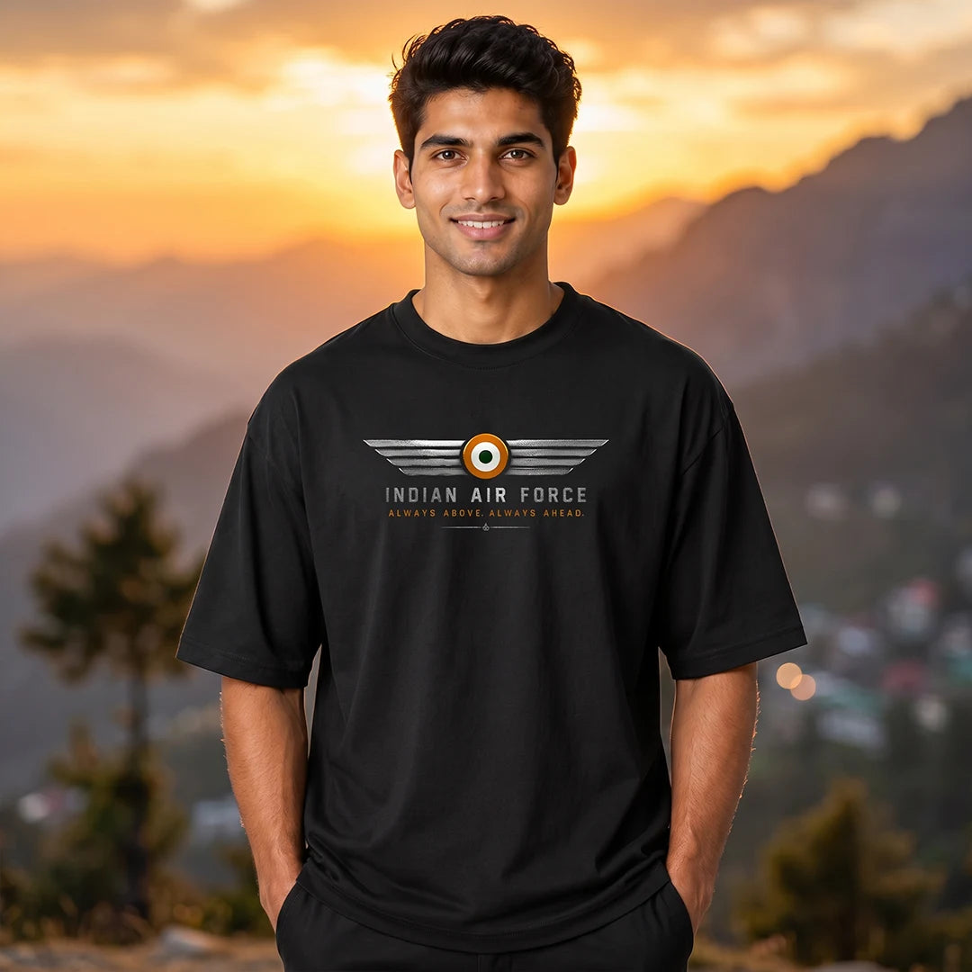 Men's India Air Force Eagle Graphic T-Shirt - 240 GSM Oversized