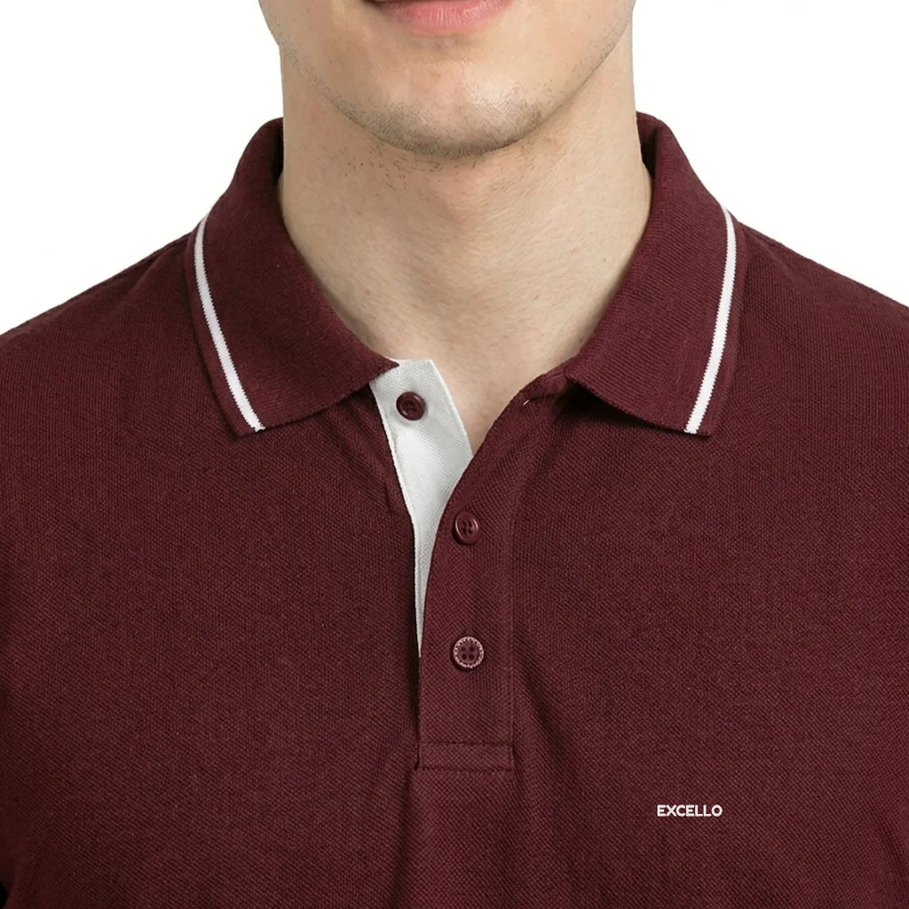Premium Pure Cotton Regular Fit Tipping Polo Shirt - 270 GSM Bio-Washed