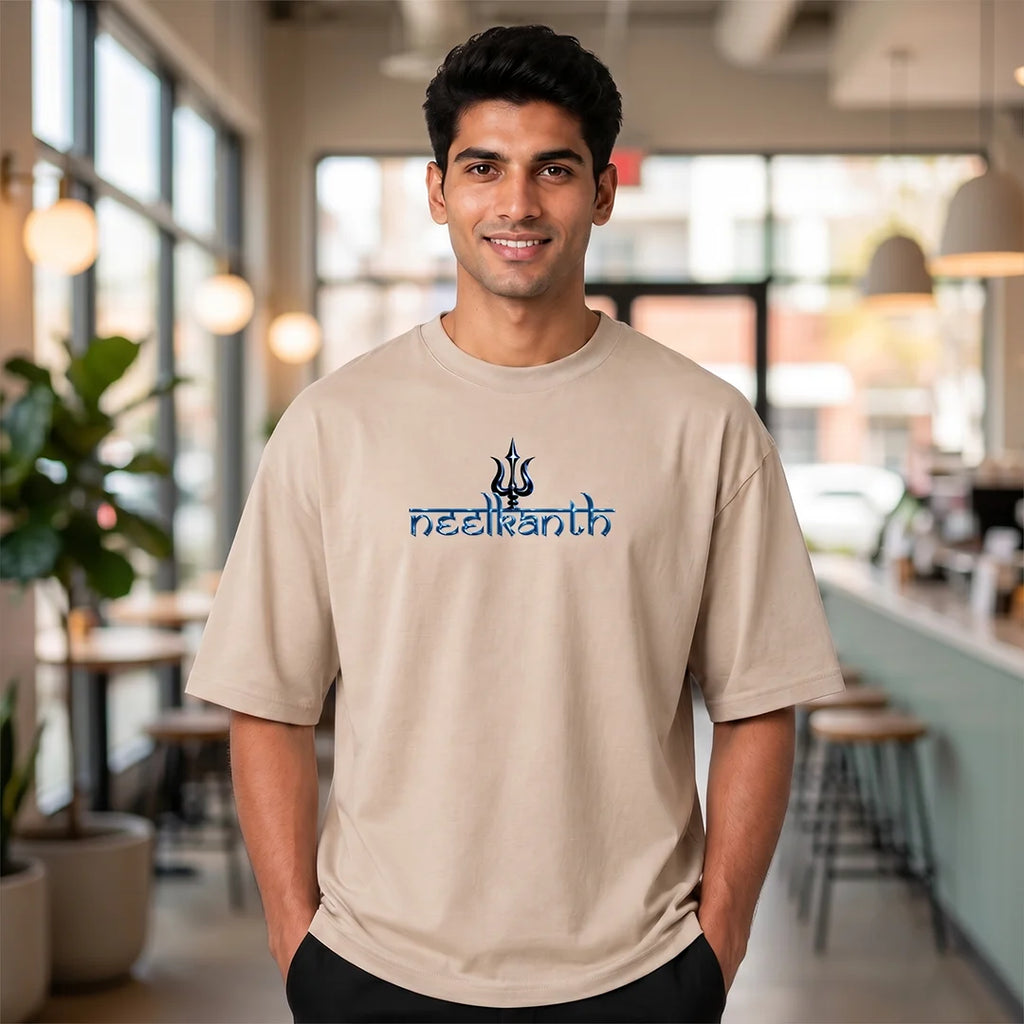Premium Neelkanth Mahadev Oversized Pure Cotton T-Shirt | 240 GSM Heavyweight Spiritual Streetwear Graphic Tee
