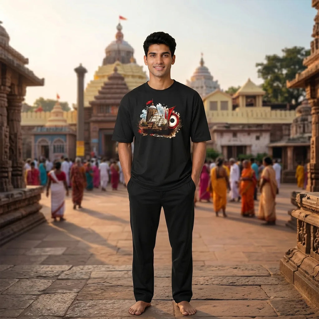 Premium Puri Jagannath Temple Graphic Oversized T-Shirt - 240 GSM Pure Cotton