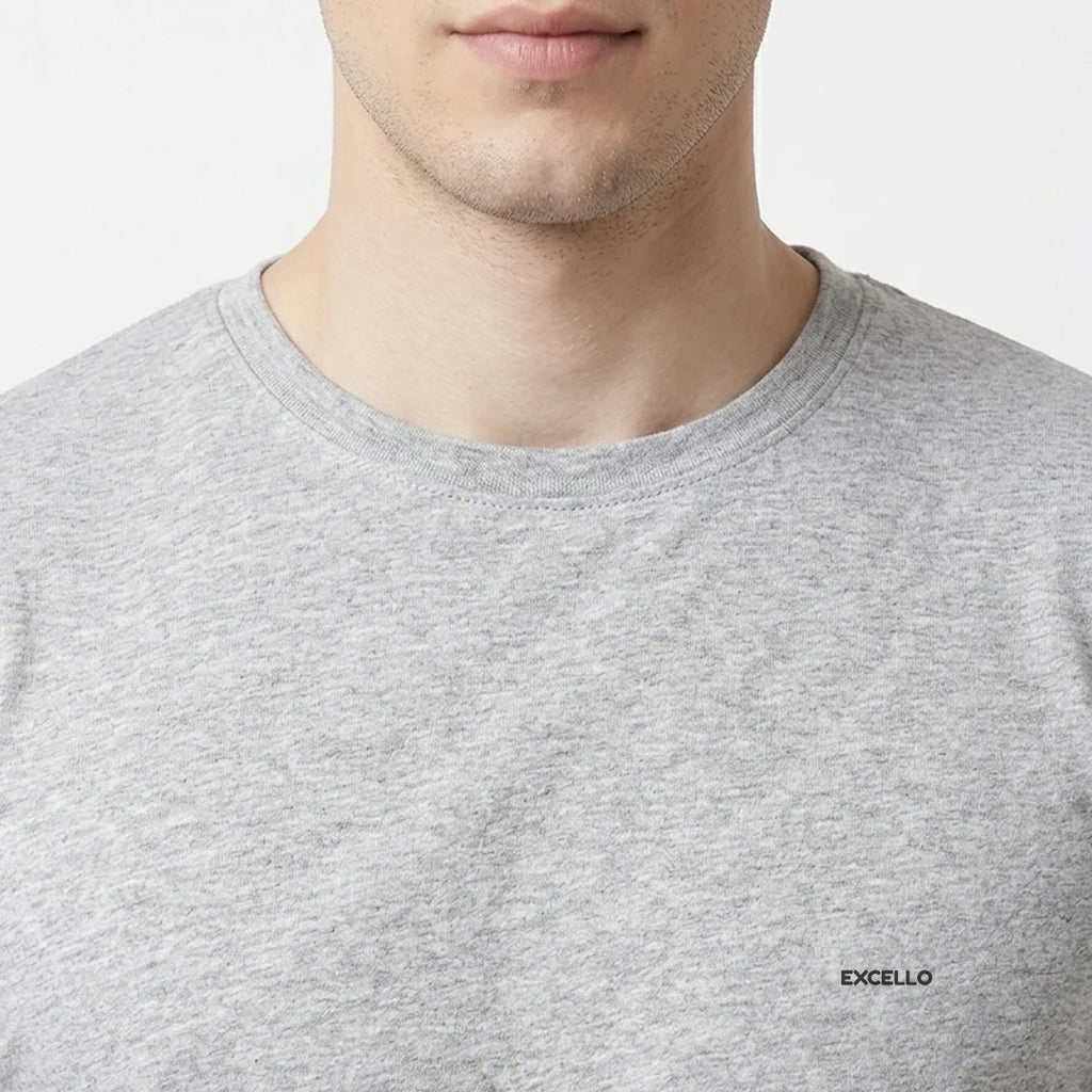Premium Men's Cotton Blend T-Shirt | 180 GSM Bio-Washed | Excello Embroidered Logo