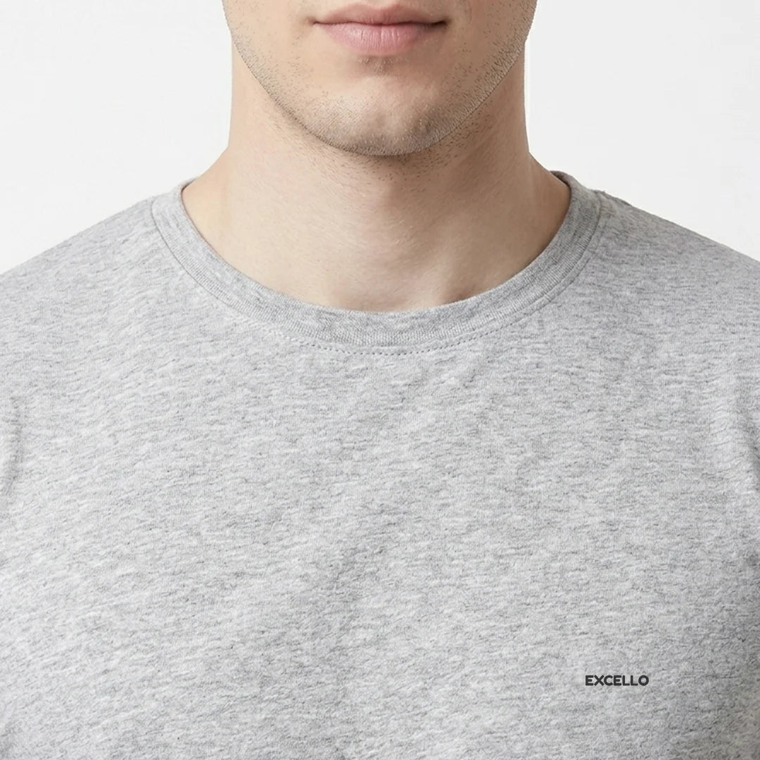 Premium Men's Cotton Blend T-Shirt | 180 GSM Bio-Washed | Excello Embroidered Logo