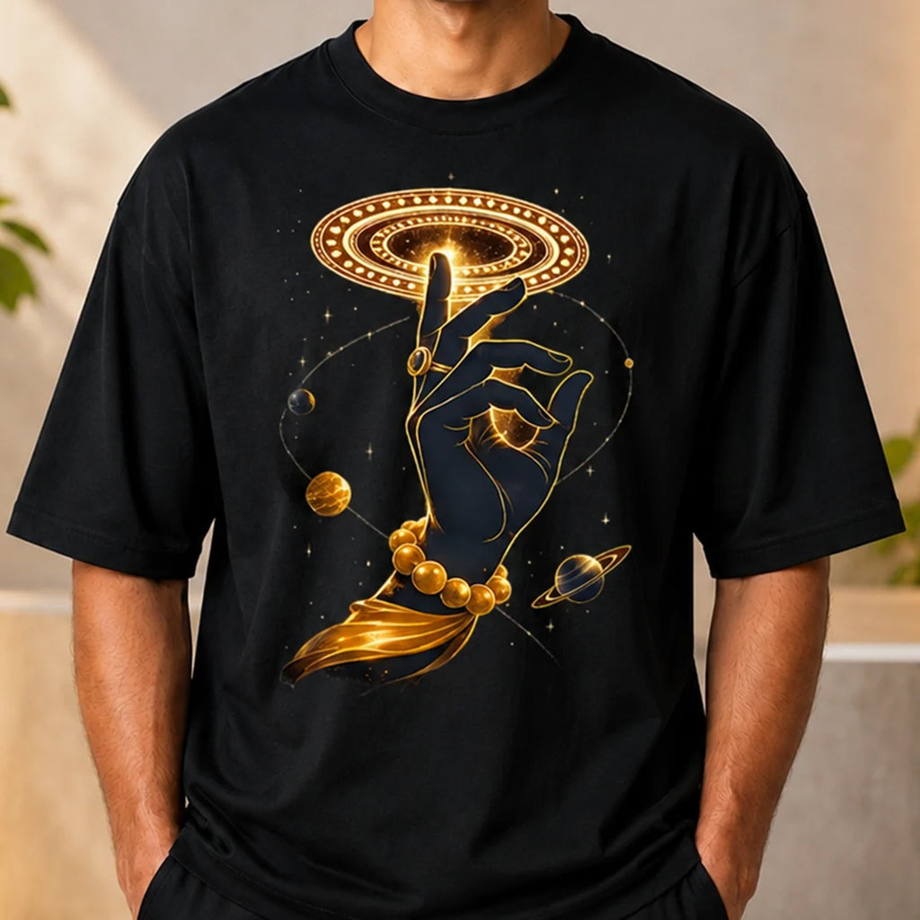 Men's Cosmic Chakra Divine Oversized Graphic T-Shirt - 240 GSM Pure Cotton, Bio-Washed