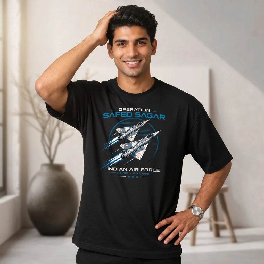 Indian Air Force Operation Safed Sagar Oversized T-Shirt - 240 GSM