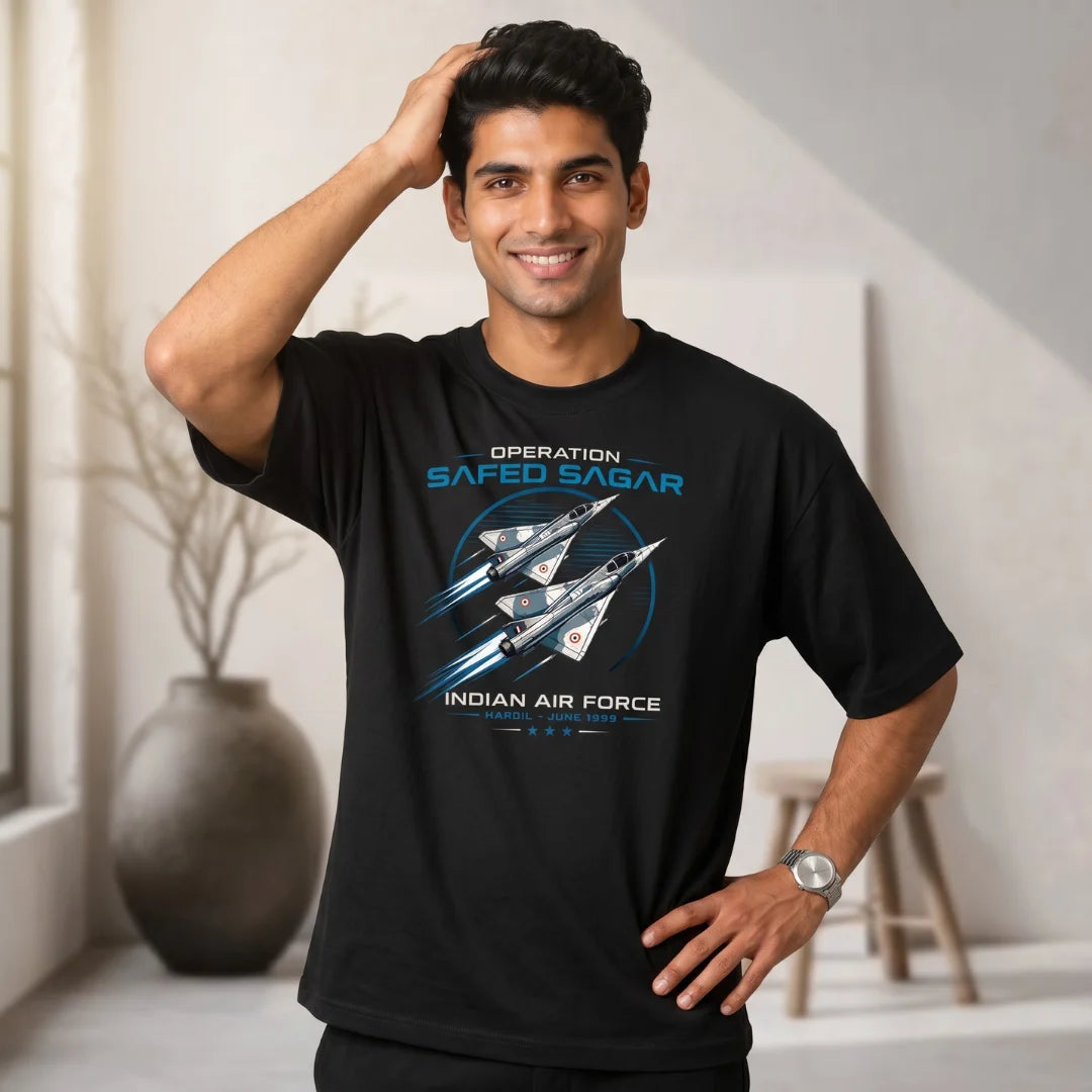 Indian Air Force Operation Safed Sagar Oversized T-Shirt - 240 GSM