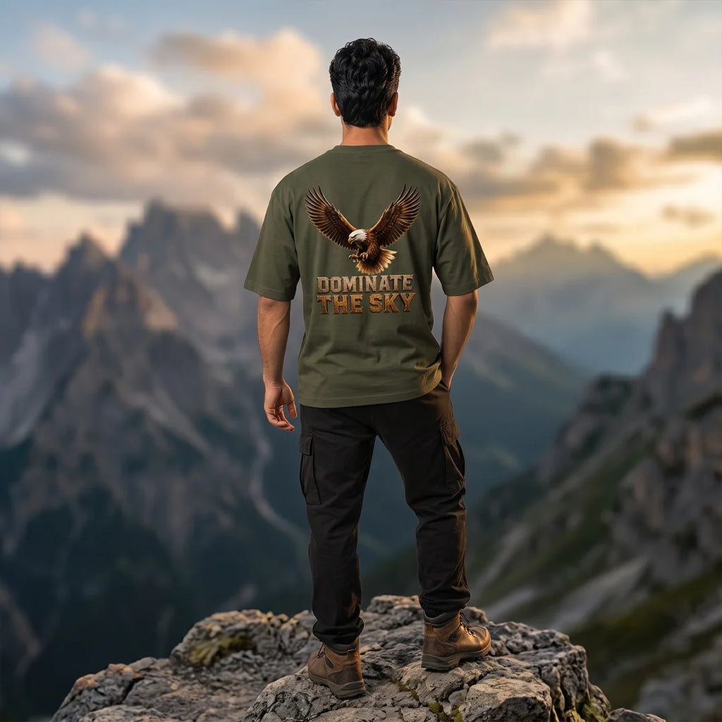 Men's India Air Force Eagle Graphic T-Shirt - 240 GSM Oversized