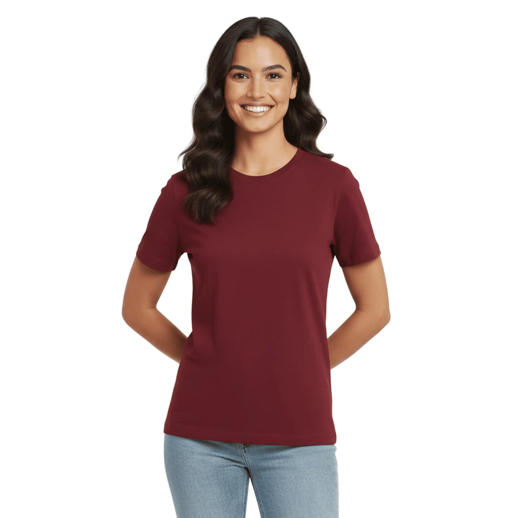 Premium 100% Organic Cotton Women’s Regular Fit Crew Neck T-Shirt – 180 GSM Bio-Washed Comfort Tee