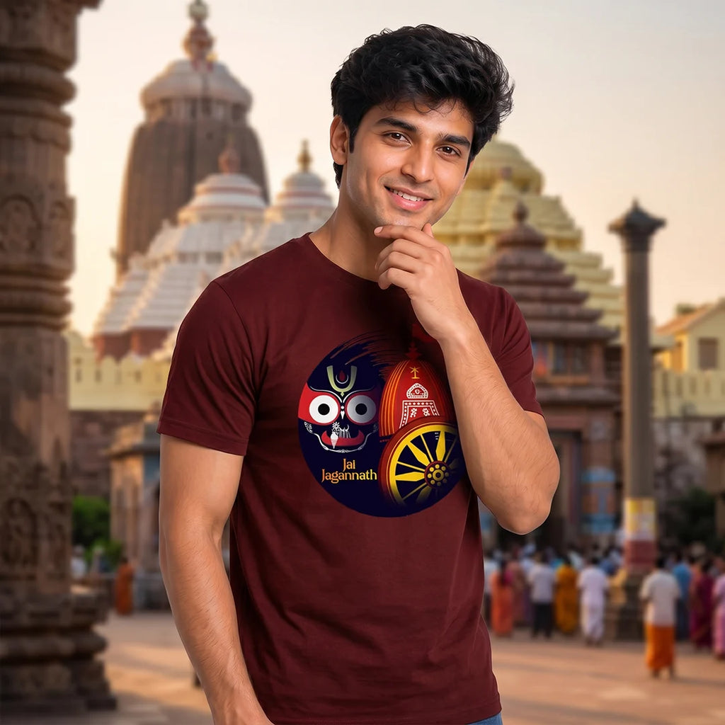 Lord Jagannath Devotional Festival Graphic T-Shirt – 180 GSM Heavyweight Half Sleeve Tee