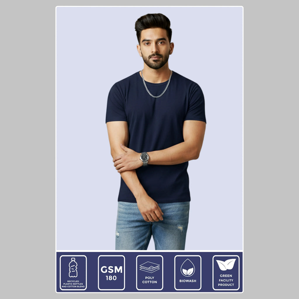 Premium Men’s Eco-Blend T-Shirt | Classic Regular Fit & Sustainable 180 GSM Fabric