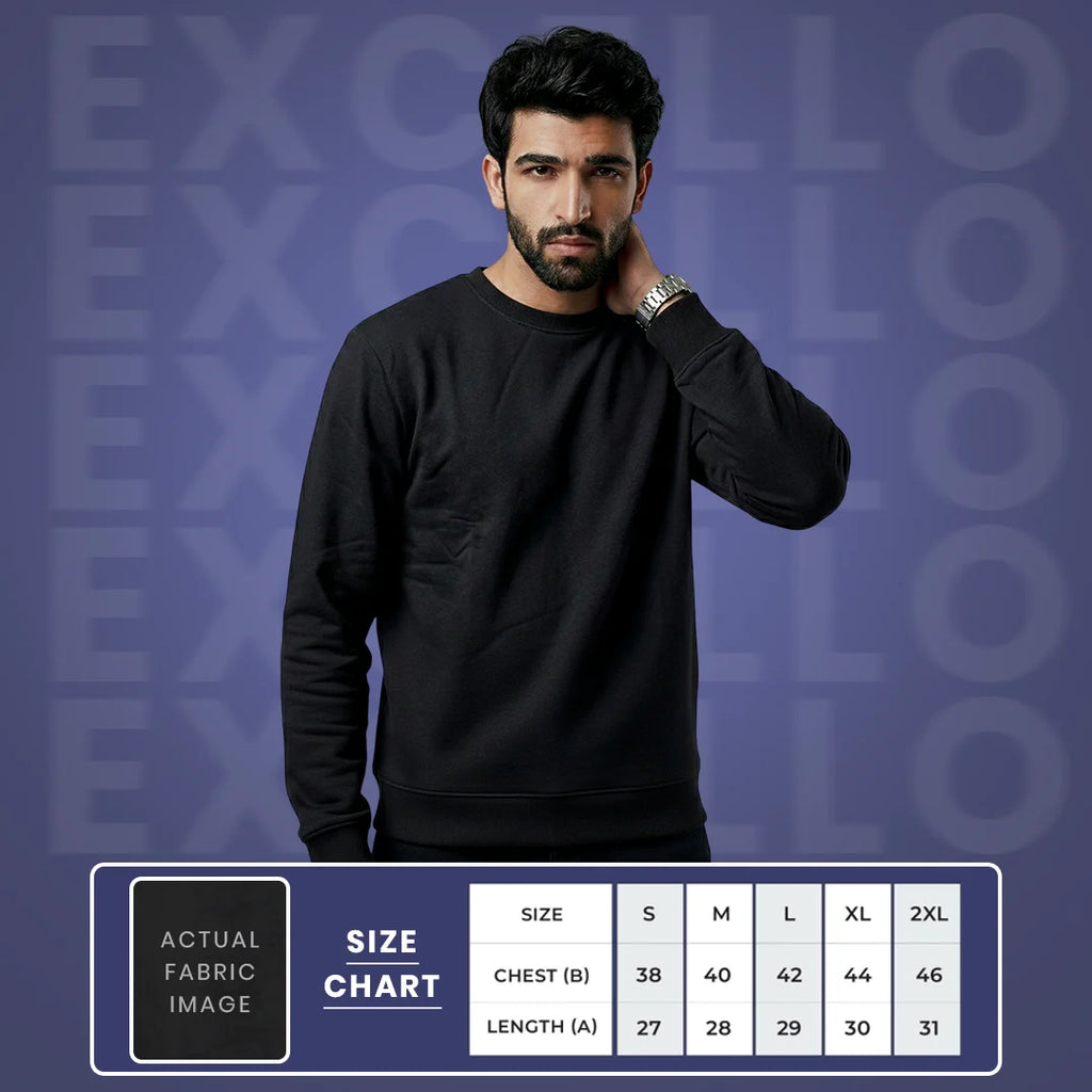 Men’s Premium Solid Crew Neck Sweatshirt | Casual Long Sleeve Pullover for Winter & Fall | Smart Regular Fit