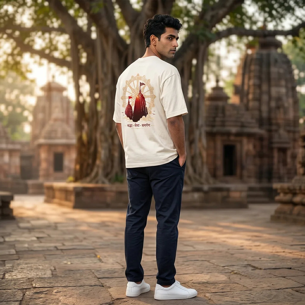 Excello Premium "Shraddha Seva Samarpan" Oversized Graphic T-Shirt