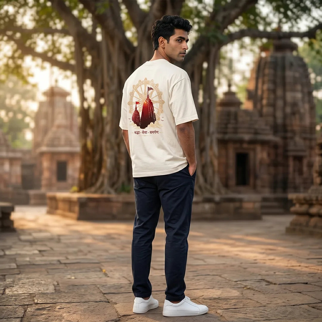Excello Premium "Shraddha Seva Samarpan" Oversized Graphic T-Shirt
