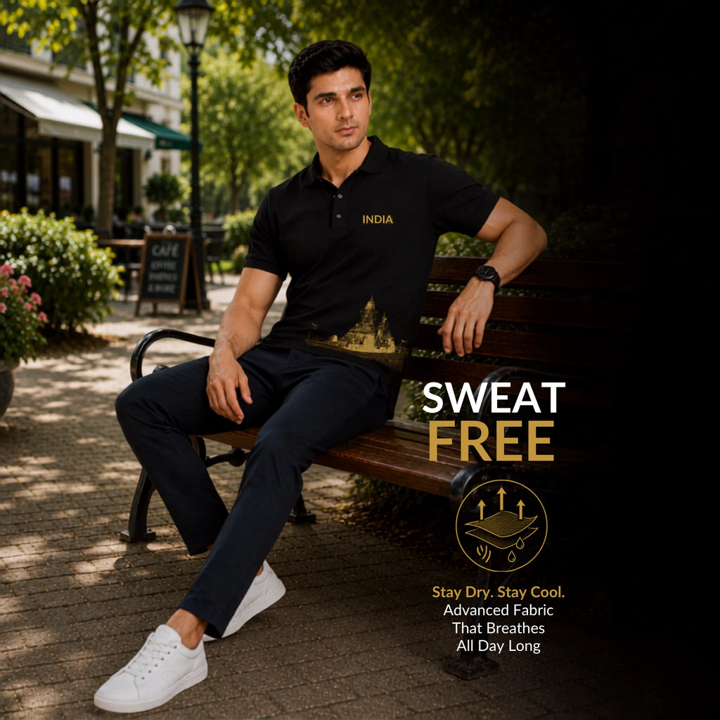 Patriotic India Naval Ship Polo for Men - 210 GSM Breathable T-Shirt