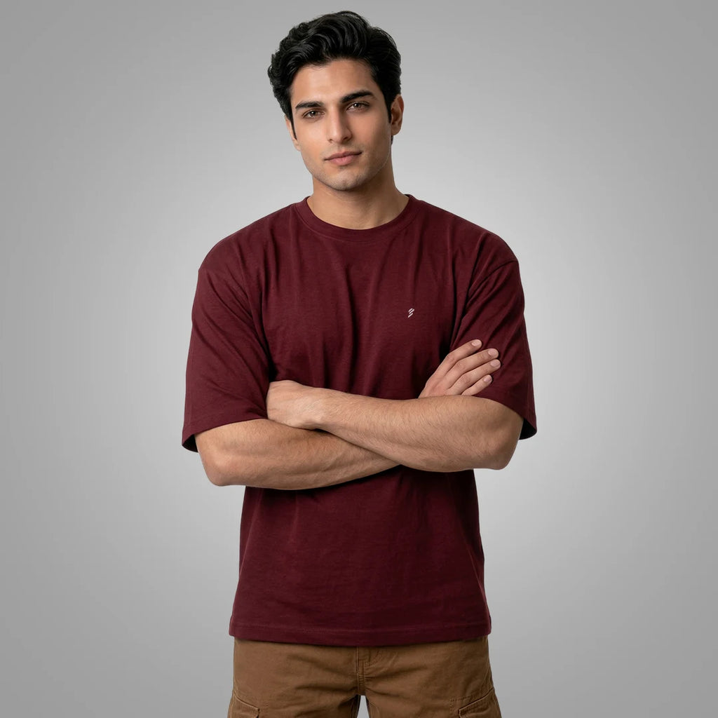 Premium 240 GSM Heavyweight Oversized T-Shirt – 100% Pure Cotton Minimalist Chest Logo Tee