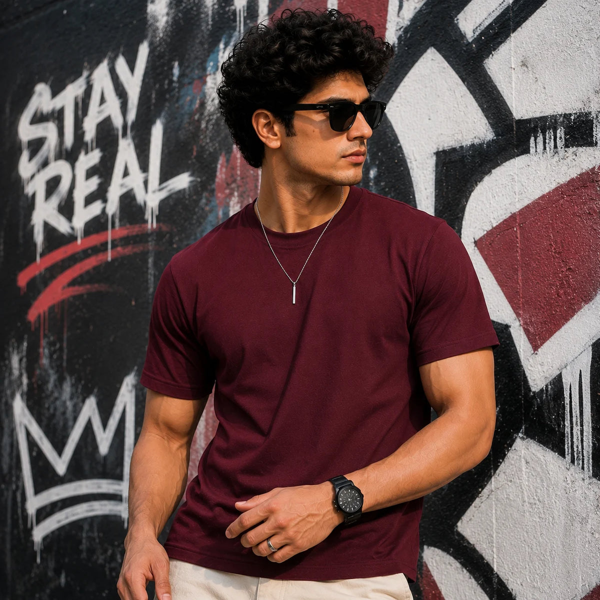 EXCELLO Men’s Plain Cotton T-Shirt (Regular Fit, Round Neck)