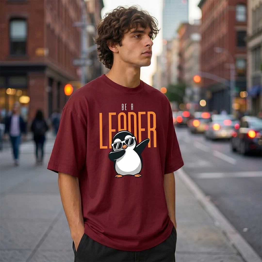 Excello Premium Oversized Graphic T-Shirt | 240 GSM Pure Cotton | Be A Leader