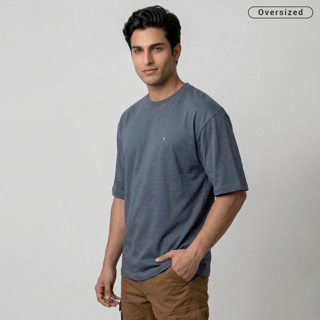 Premium 240 GSM Heavyweight Oversized T-Shirt – 100% Pure Cotton Minimalist Chest Logo Tee