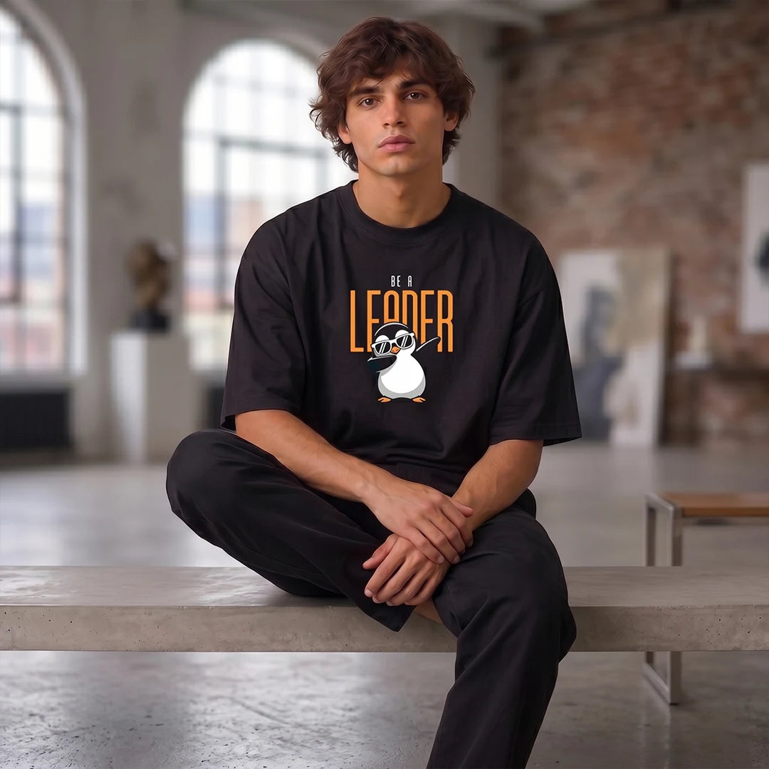 Excello Premium Oversized Graphic T-Shirt | 240 GSM Pure Cotton | Be A Leader