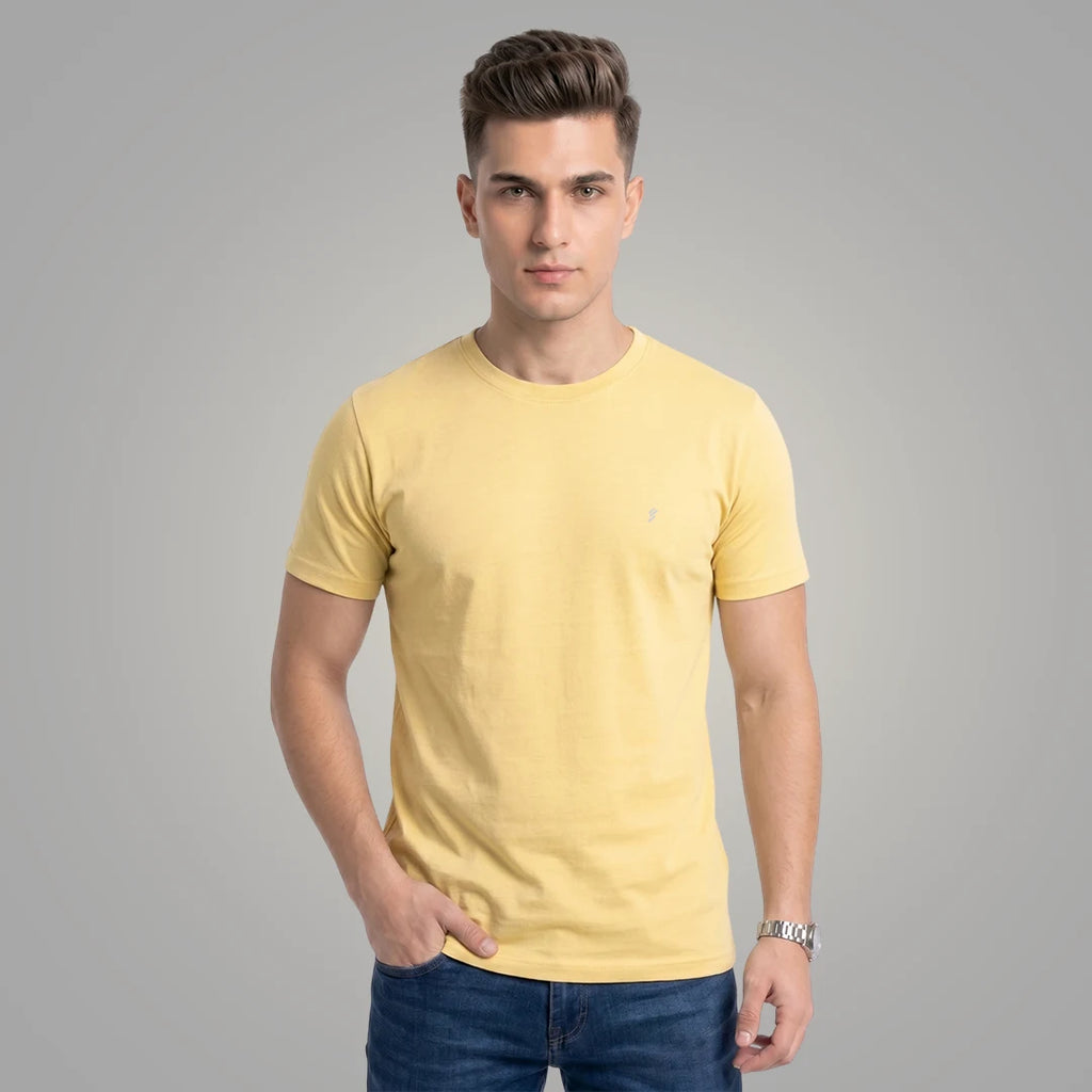 Men's Regular Fit Crew Neck T-Shirt, 100% Pure Cotton, 180 GSM, Breathable Everyday Wear