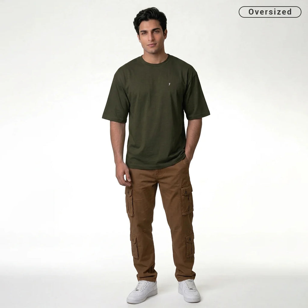 Premium 240 GSM Heavyweight Oversized T-Shirt – 100% Pure Cotton Minimalist Chest Logo Tee