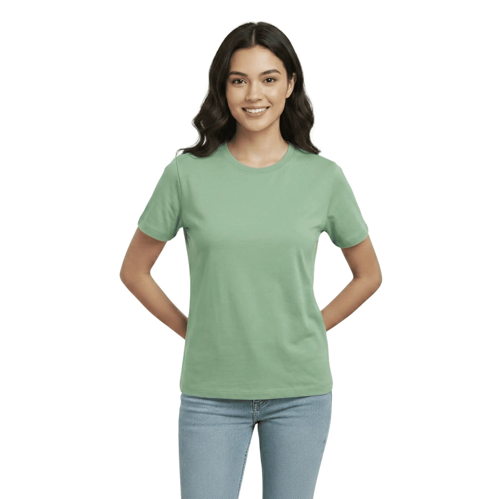 Premium 100% Organic Cotton Women’s Regular Fit Crew Neck T-Shirt – 180 GSM Bio-Washed Comfort Tee
