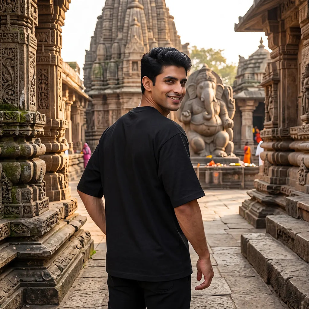Premium Mahadev & Parvati Oversized Pure Cotton T-Shirt | 240 GSM Heavyweight Divine Graphic Tee