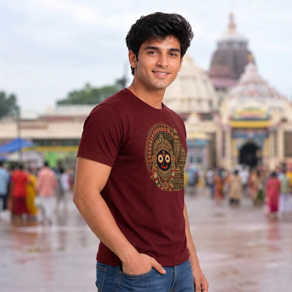 Men's Jagannath Puri Printed Round Neck Regular Fit T-Shirt (180 GSM)